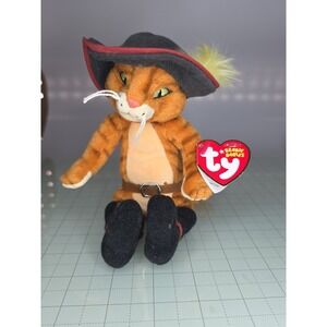 Ty Beanie Baby PUSS IN BOOTS Cat (Shrek - DVD Exclusive) 8.5" With‎ Original Tag